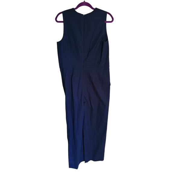 EVERLANE Structured Jumpsuit V-Neck Sleeveless 6 Navy Blue Career Academia Fall - Picture 8 of 8